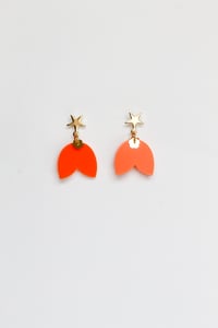Image 1 of Orange acrylic petal dangly earrings