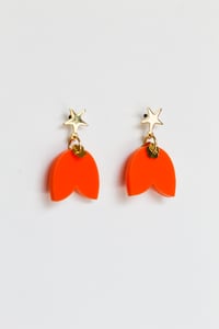 Image 2 of Orange acrylic petal dangly earrings