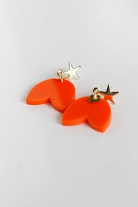 Image 4 of Orange acrylic petal dangly earrings