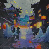 Image 3 of Set of Watercolor Paintings of Night Cityscapes