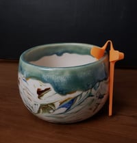 Image 1 of 3 cup Marbled Snack Bowl with Snack Tongs 04202508