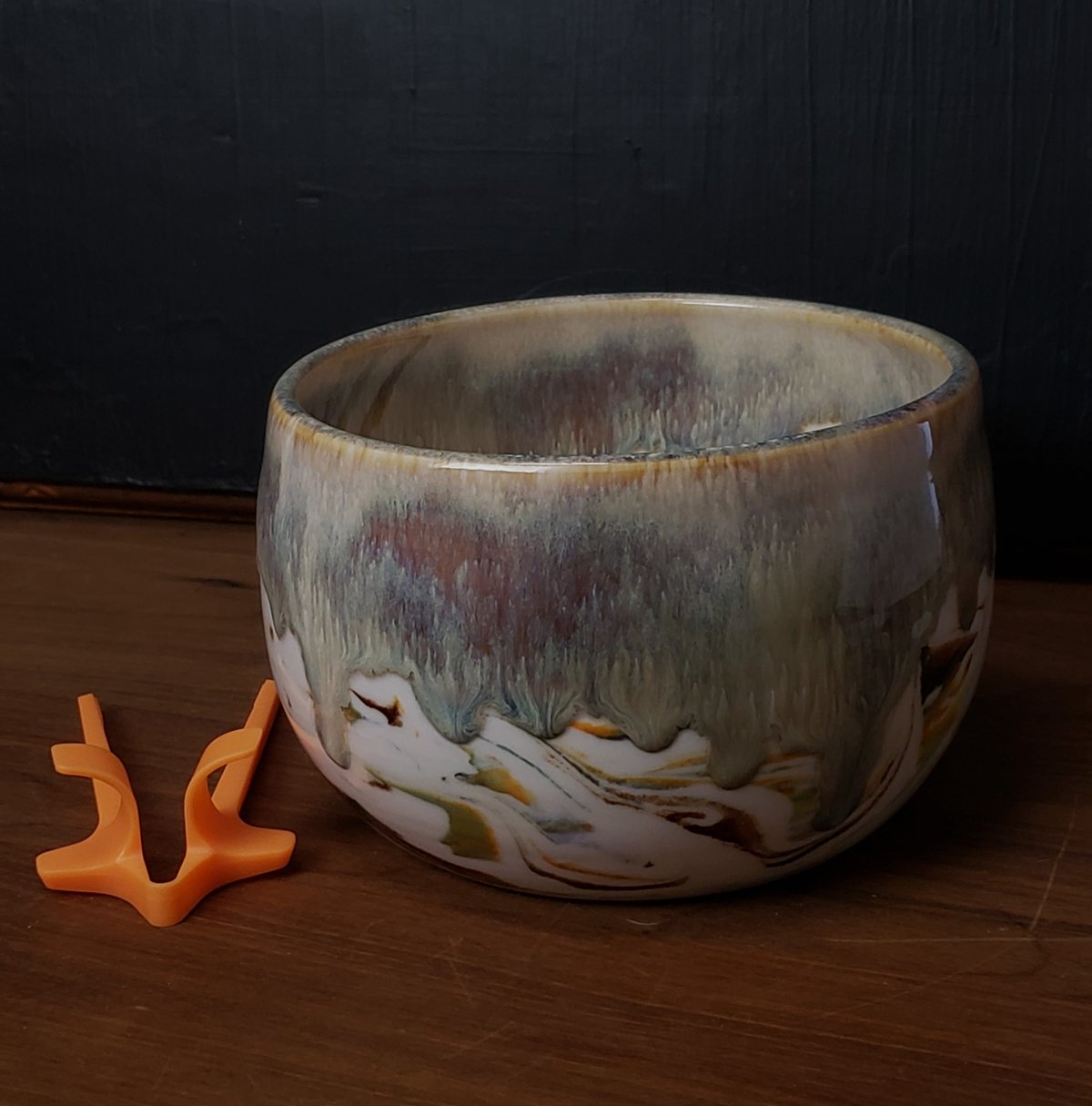 Image of 3 cup Marbled Snack Bowl with Snack Tongs 042025010