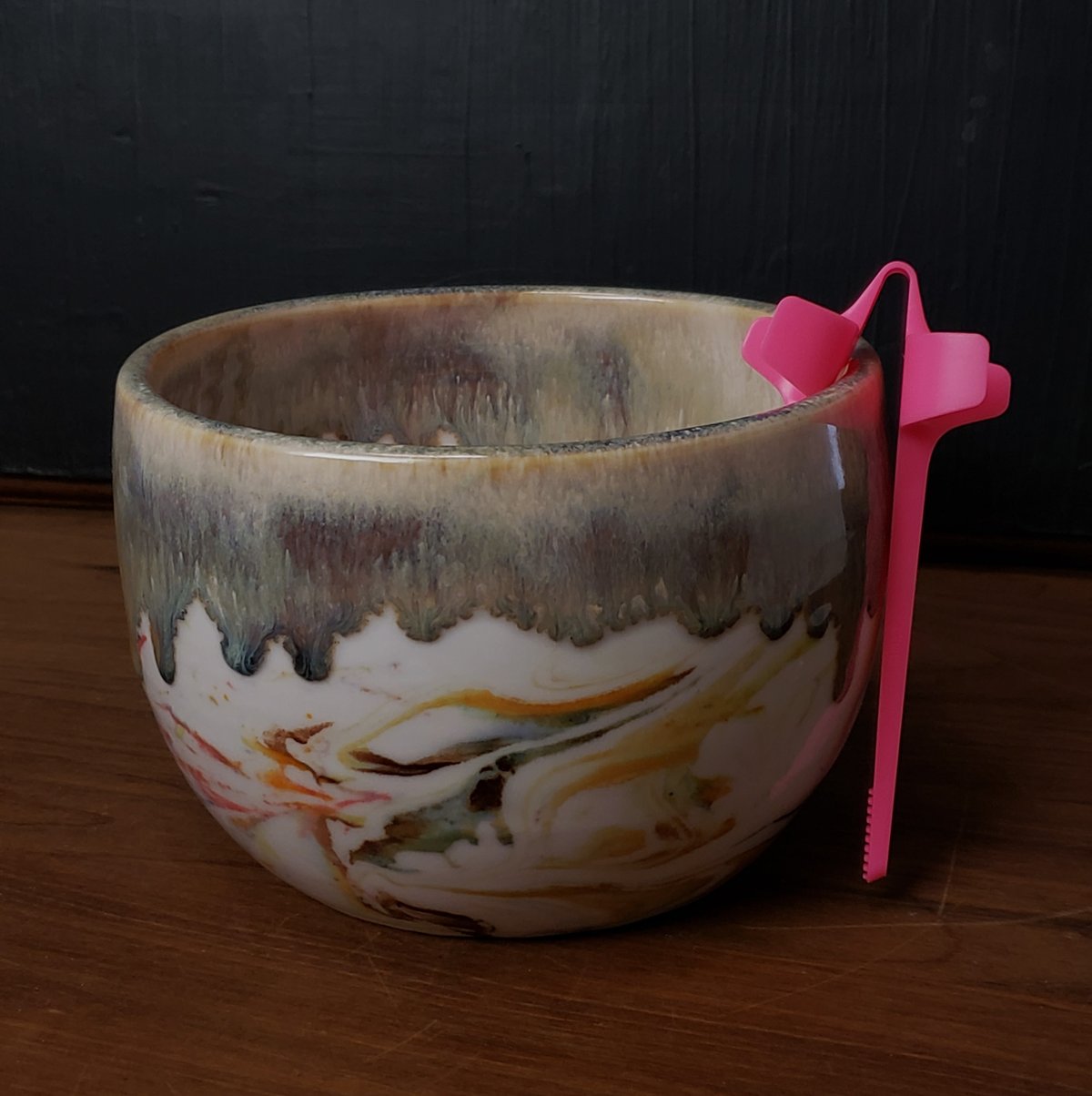 Image of 3 cup Marbled Snack Bowl with Snack Tongs 042025012