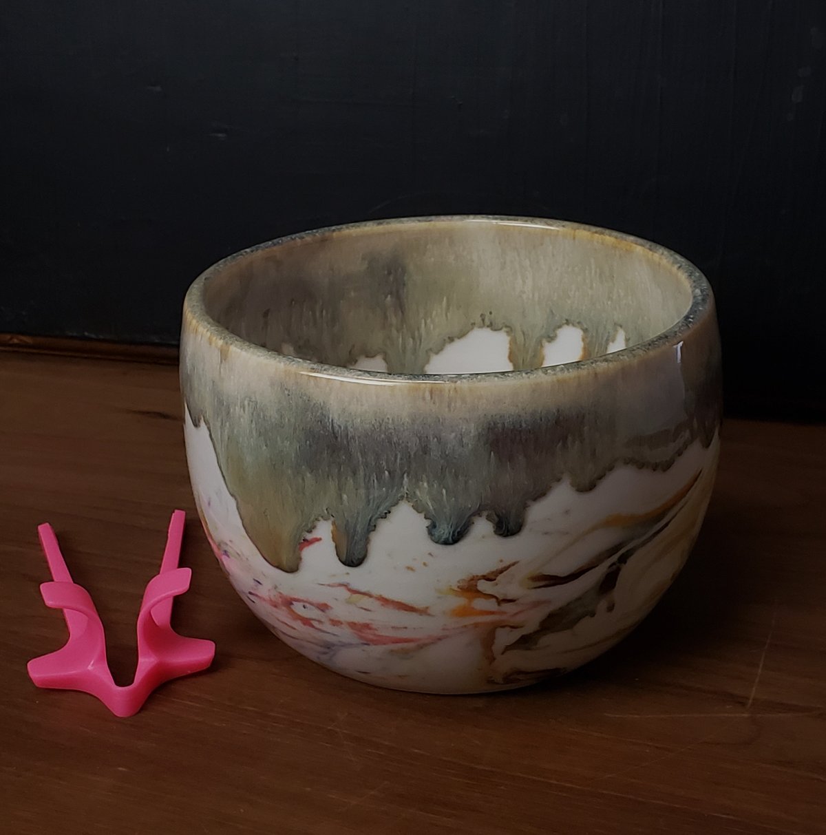 Image of 3 cup Marbled Snack Bowl with Snack Tongs 042025012