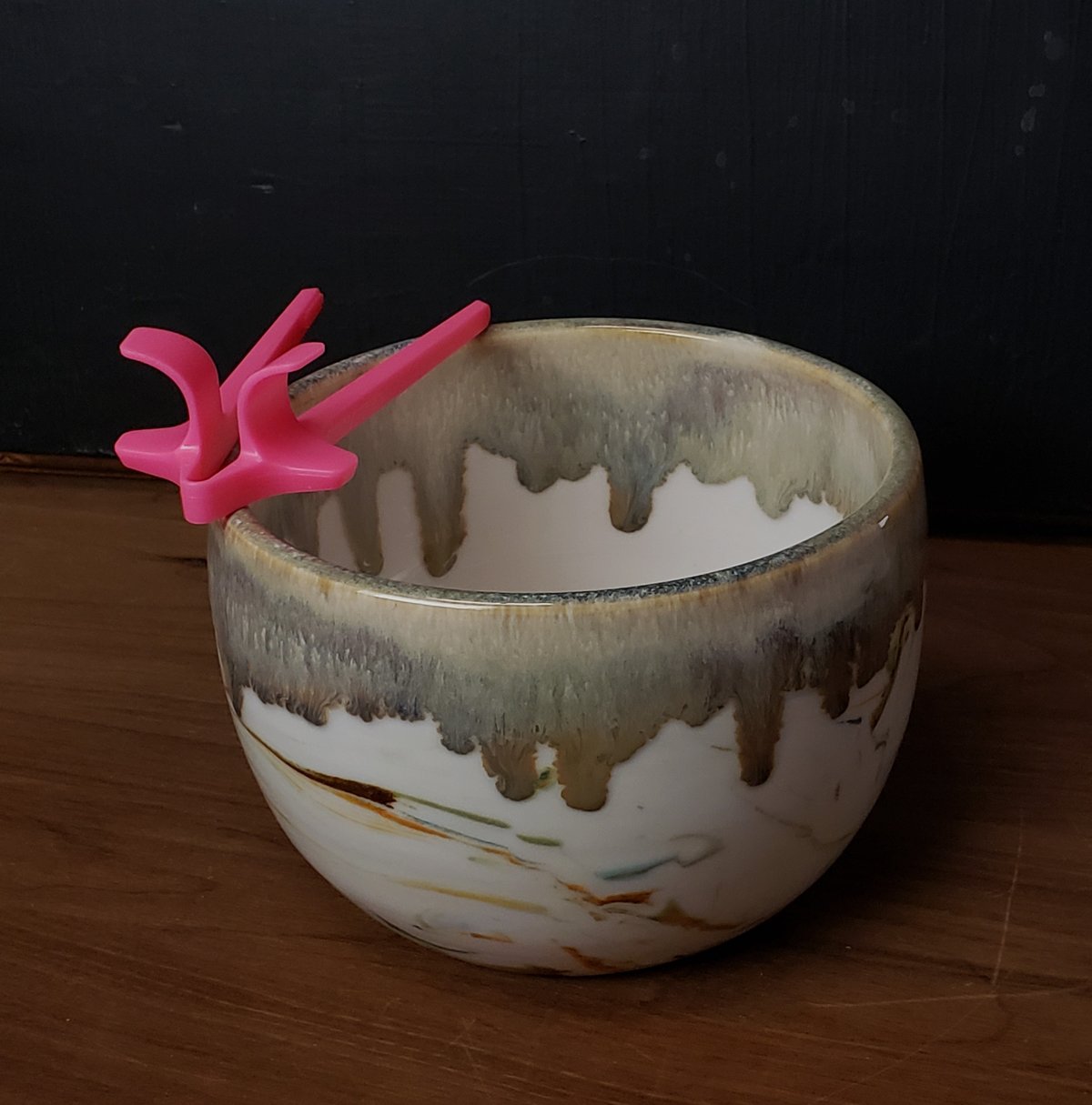 Image of 3 cup Marbled Snack Bowl with Snack Tongs 042025012