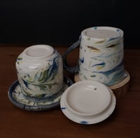 Image 7 of 6 oz. (175 ml) Marbled Tea Steeper with Cup and Saucer 04202501