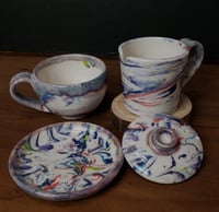 Image 5 of Discounted 6 oz. (175 ml) Marbled Tea Steeper with Cup and Saucer 04202502