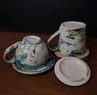 Image 7 of 6 oz. (175 ml) Marbled Tea Steeper with Cup and Saucer 04202503
