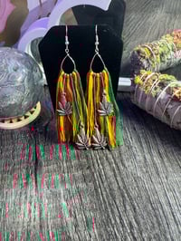 Image 3 of Rasta Leaf Dangle Earrings 