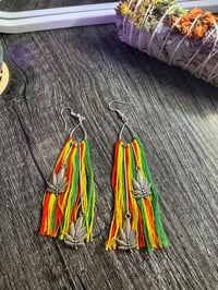 Image 4 of Rasta Leaf Dangle Earrings 