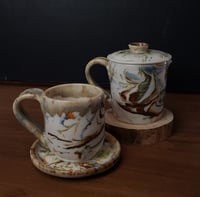 Image 3 of 6 oz. (175 ml) Marbled Tea Steeper with Cup and Saucer 04202504