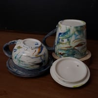 Image 7 of 6 oz. (175 ml) Marbled Tea Steeper with Cup and Saucer 04202505