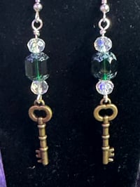 Image 1 of Green Key Earrings 