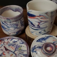 Image 6 of 6 oz. (175ml) Marbled Tea Steeper with Cup and Saucer 04202506