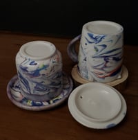 Image 7 of 6 oz. (175ml) Marbled Tea Steeper with Cup and Saucer 04202506