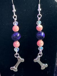Image 1 of Pink and Purple Bone Earrings 