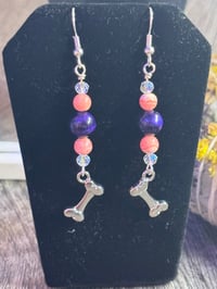 Image 2 of Pink and Purple Bone Earrings 