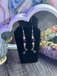 Image 3 of Pink and Purple Bone Earrings 