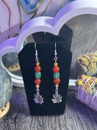 Image 2 of Rasta Bead Leaf Dangles