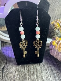Image 1 of Pink and Light Blue Key Dangles 