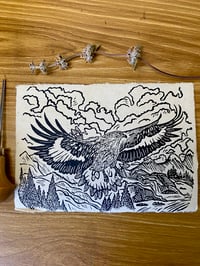 Image 2 of Worth Protecting Golden Eagle Lino Cut Print 