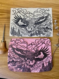 Image 3 of Worth Protecting Golden Eagle Lino Cut Print 