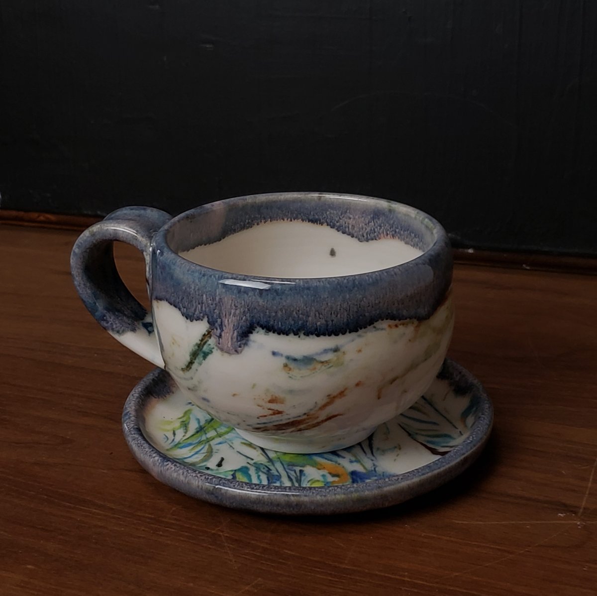 Image of 6 oz. (175 ml) Marbled Porcelain Cup and Saucer 04202501