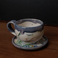 Image 3 of 6 oz. (175 ml) Marbled Porcelain Cup and Saucer 04202501