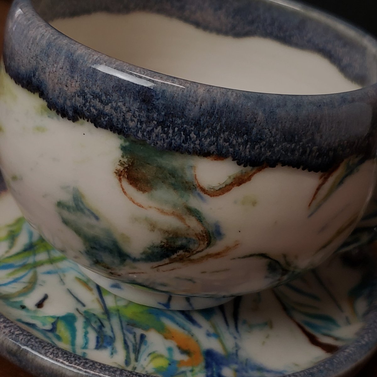 Image of 6 oz. (175 ml) Marbled Porcelain Cup and Saucer 04202501