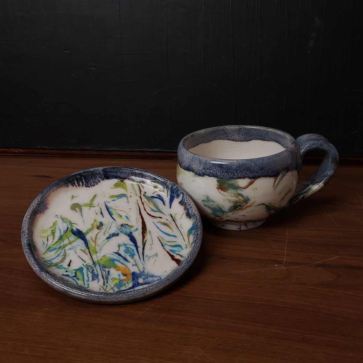 Image of 6 oz. (175 ml) Marbled Porcelain Cup and Saucer 04202501