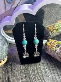 Image 3 of Turquoise Leaf Dangle Earrings