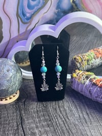 Image 4 of Turquoise Leaf Dangle Earrings