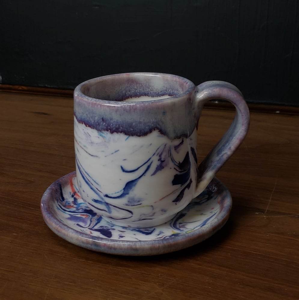 Image of 6 oz. Marbled Porcelain Cup and Saucer 04202502
