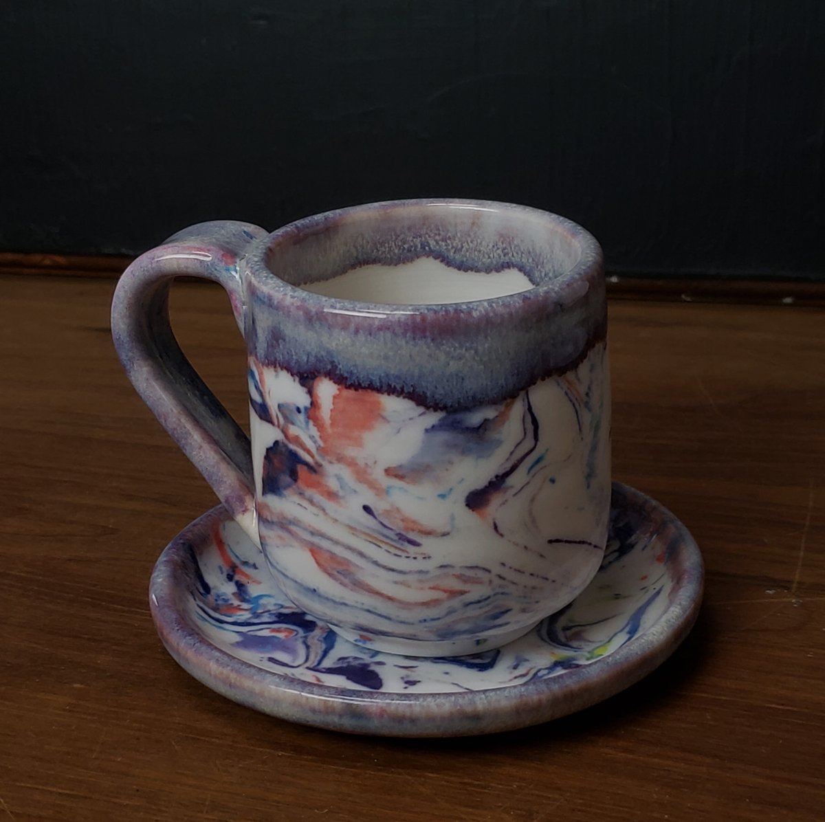 Image of 6 oz. Marbled Porcelain Cup and Saucer 04202502