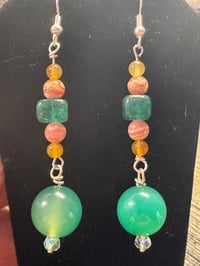 Image 1 of Long Green Dangle Earrings 