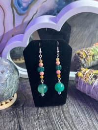 Image 4 of Long Green Dangle Earrings 