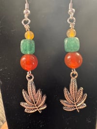 Image 1 of Rasta Themed Leaf Dangles
