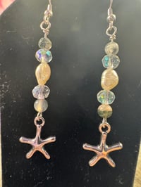 Image 1 of Pearl Star Fish Earrings 