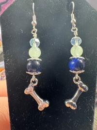 Image 1 of Blue Dog Bone Dangle Earrings