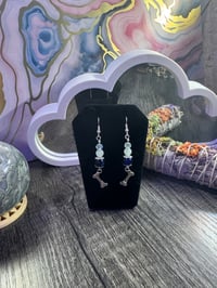 Image 3 of Blue Dog Bone Dangle Earrings