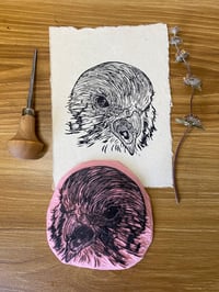 Image 2 of American Kestrel Portrait Lino Cut 