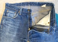 Image 4 of Sugar Cane indigo dyed selvedge zip fly star highwater jeans, size 34