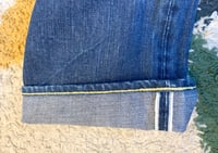 Image 5 of Sugar Cane indigo dyed selvedge zip fly star highwater jeans, size 34