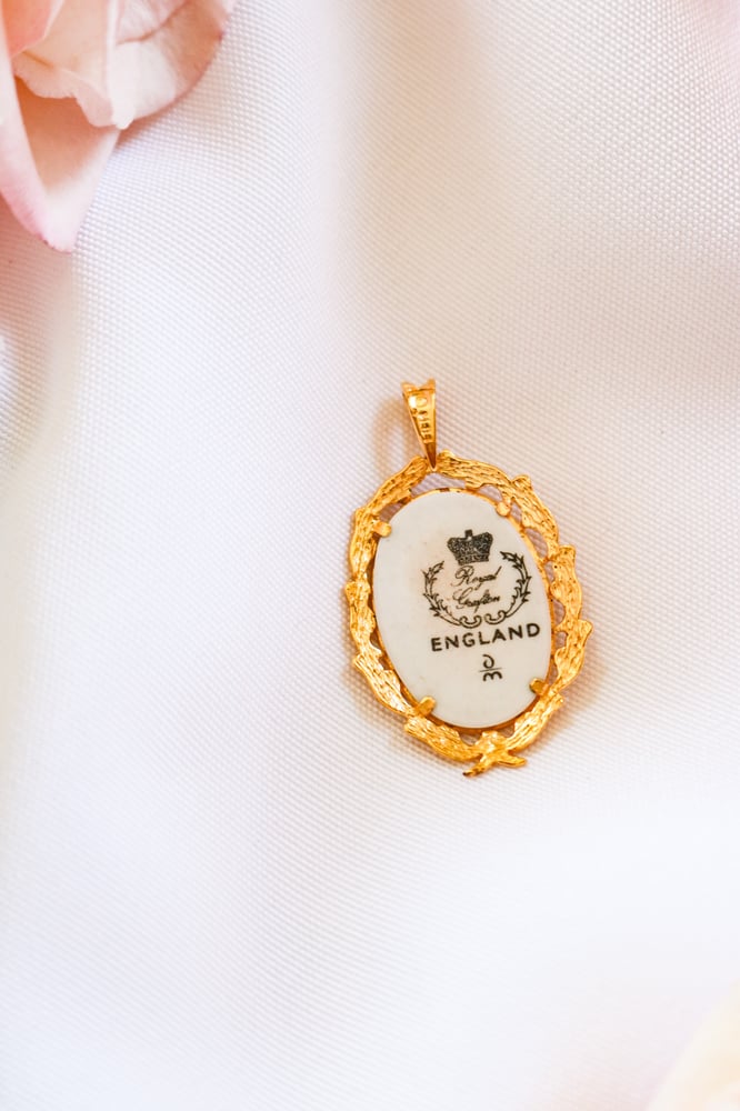Image of Vintage Royal Grafton Porcelain Pendant from Germany With Certificate of Authenticity