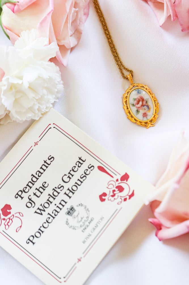 Image of Vintage Royal Grafton Porcelain Pendant from Germany With Certificate of Authenticity