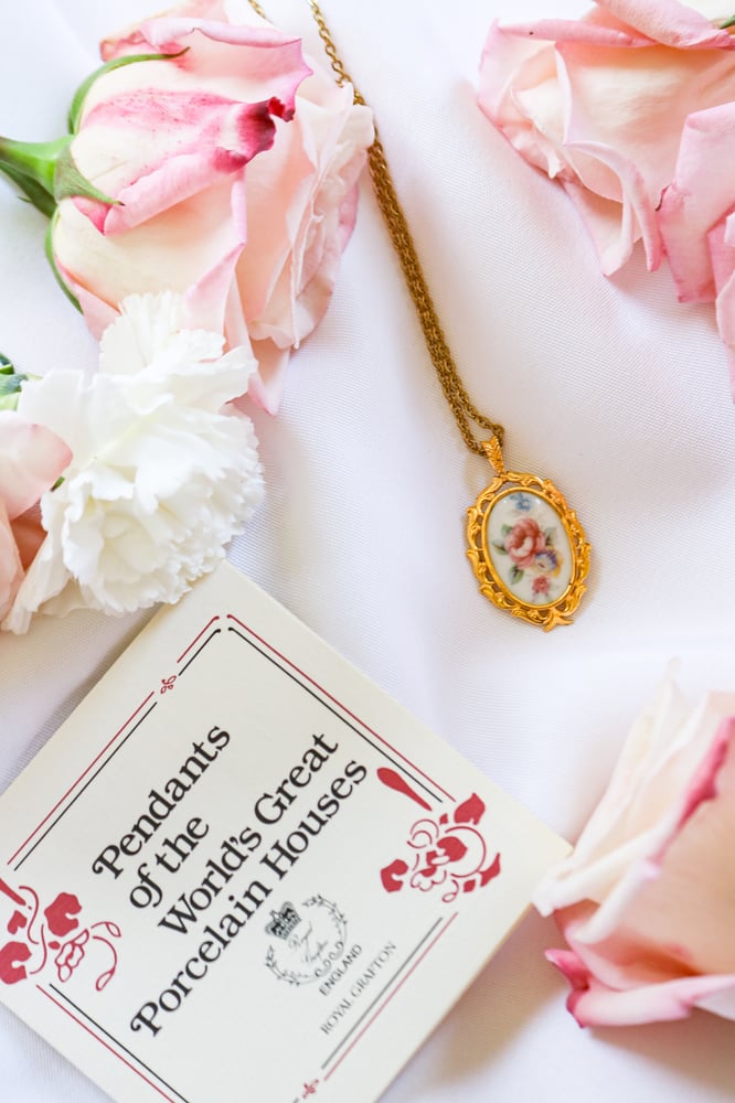 Image of Vintage Royal Grafton Porcelain Pendant from Germany With Certificate of Authenticity