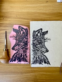 Image 2 of Red Fox Lino Cut Print 