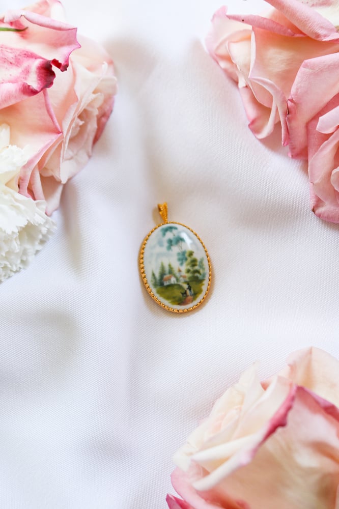 Image of Vintage Kaiser Porcelain Pendant From Germany with Certificate of Authenticity