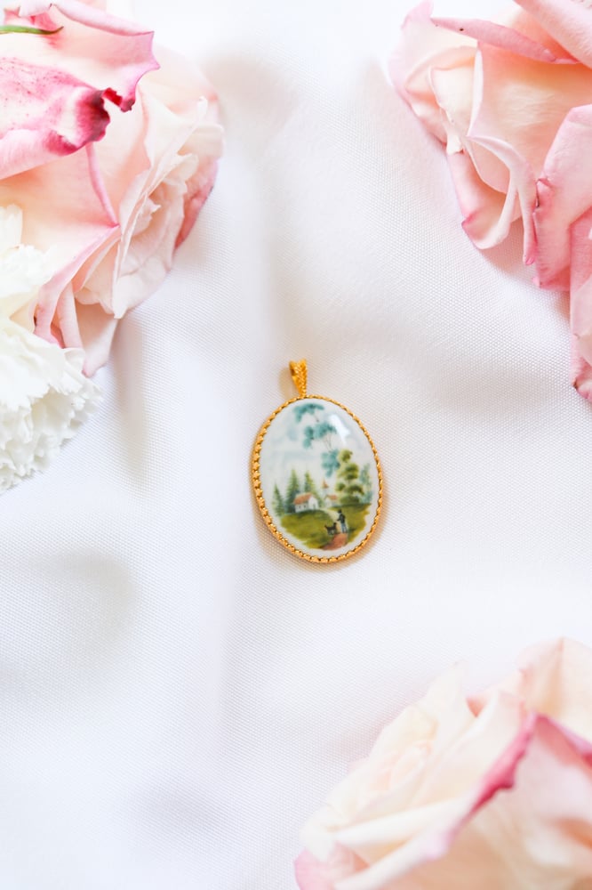 Image of Vintage Kaiser Porcelain Pendant From Germany with Certificate of Authenticity