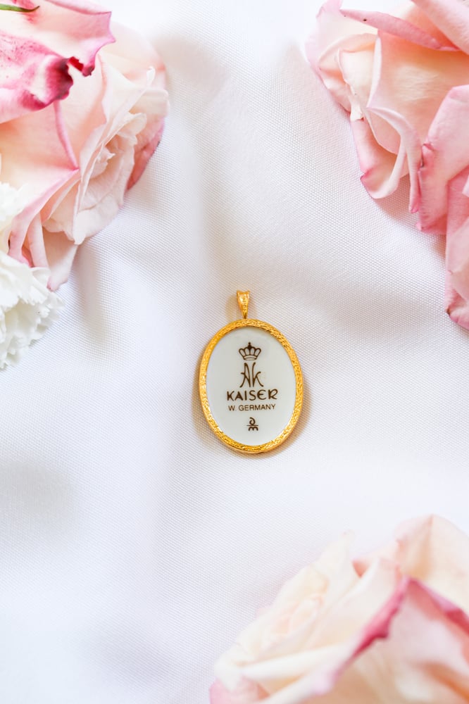Image of Vintage Kaiser Porcelain Pendant From Germany with Certificate of Authenticity